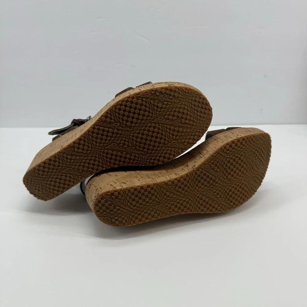 Eddie Bauer Sandals Womens 6 Kara II Ankle Strap Brown Buckle Casual Wedge Heels